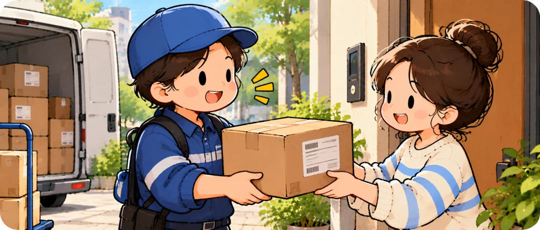 Illustration of a courier delivering a package