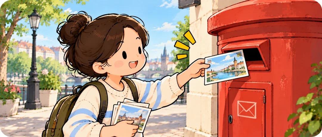 Illustration of posting a letter